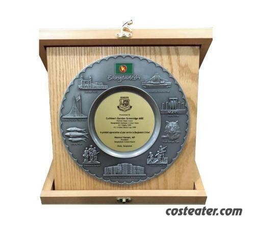 Bangaldesh design Pewter Wooden Crest with wooden folding box Bangaldesh design Pewter Wooden Crest with wooden folding box