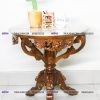 Alishan Console Table Half Moon with Marble Top and Wood Base, Vintage Hall Table D Shaped Marble Console Table