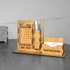Modern Wooden Desk Calendar with Mobile Stand, Business Card & Pen Holder – 4-in-1 Desk Organizer